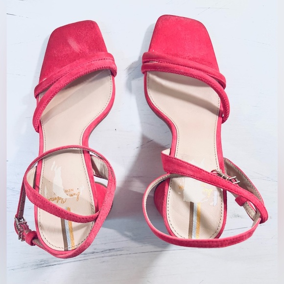 Sam Edelman NEW Kia, Suede 4” Block Heel, Buckle Strap, Dahlia Pink, Size 8 - Picture 5 of 10